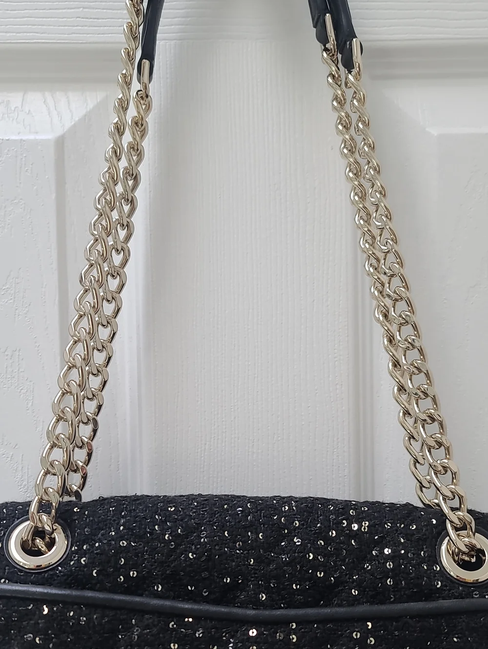 Kate Spade Black Sequin Tweed Fabric, Flap Shoulder Bag Or Crossbody